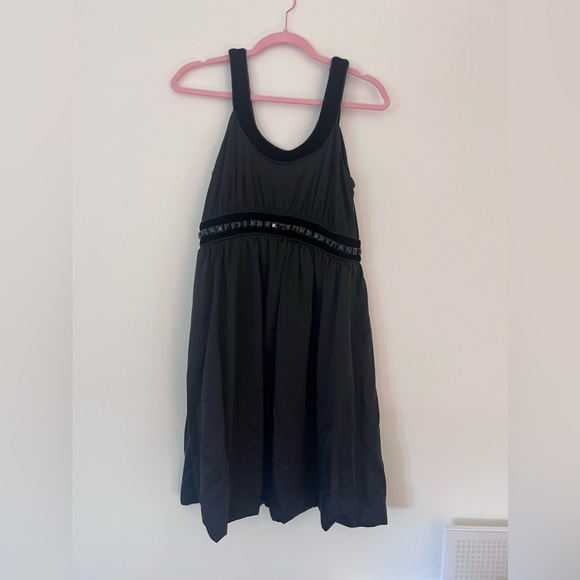 100% Silk Vivienne Tam Black Sleeveless Velvet Trim Embellishment Dress US 6 - Picture 2 of 9